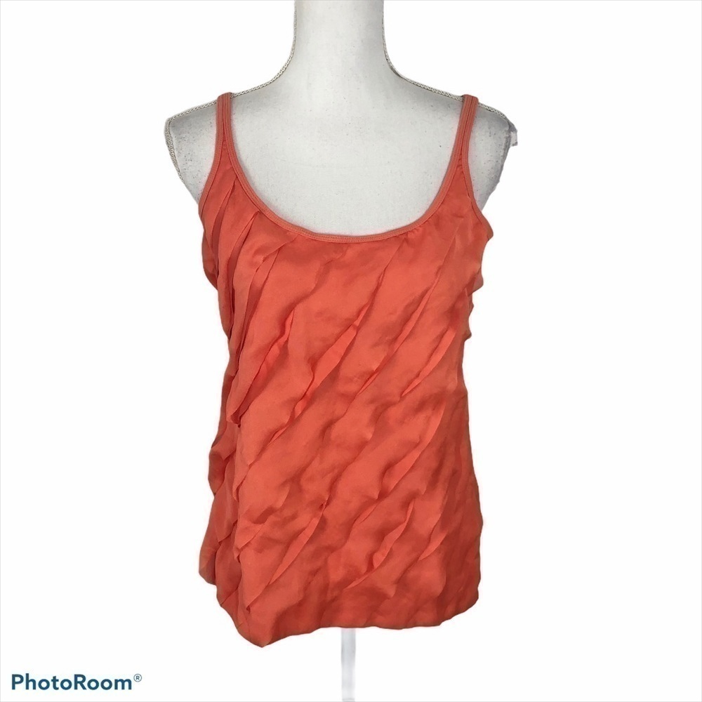 New York & Company Peach Ruffle Top Medium